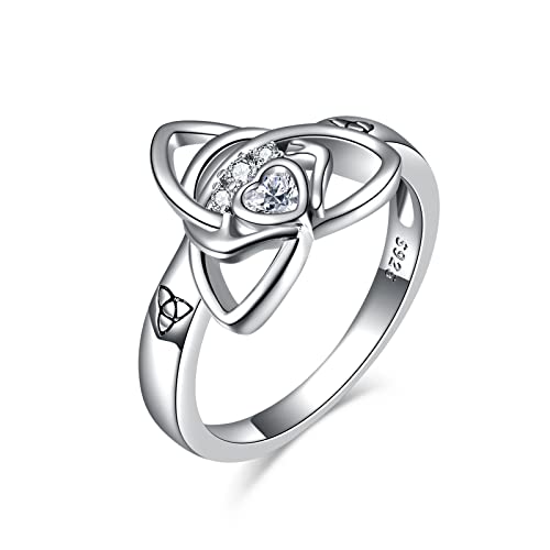 WINNICACA keltisch Trinity Knoten Ring Sterling Silber S925 Einfache Ringe Schmuck Für Frauen Mädchen, Größe 8 von WINNICACA