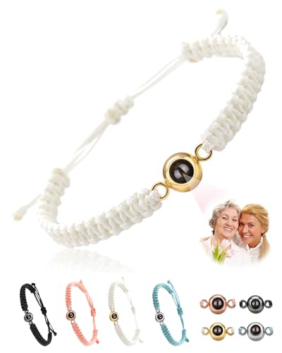 Personalisiertes Armband Muttertagsgeschenk Armband mit Bild Personalisierte Geschenke Partner Armbänder Fotogeschenke Personalisiert Mama Geschenk geburtstag (Weiß) von WINSD