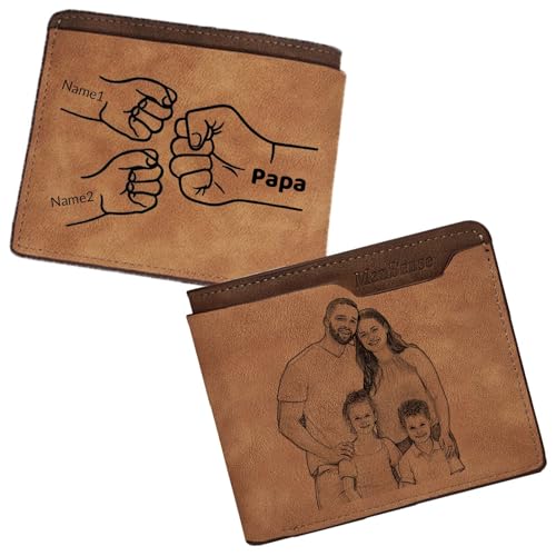 WINSD Personalisierte Geldbörse Herren Leder Geldbeute Beidseitig mit Foto Namen Personalisierte Geschenke für Männer Papa Ehemann Vatertag Geburtstag Weihnachten (A) von WINSD