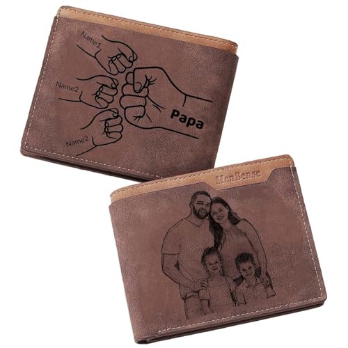 WINSD Personalisierte Geldbörse Herren Leder Geldbeute Beidseitig mit Foto Namen Personalisierte Geschenke für Männer Papa Ehemann Vatertag Geburtstag Weihnachten (B) von WINSD