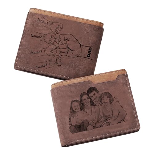 WINSD Personalisierte Herren Geldbörse für Geschenke Männer,Portemonnaie Männer Beidseitig Brieftasche mit Foto Namen an Vatertag,Weihnachten (Stil 2) von WINSD