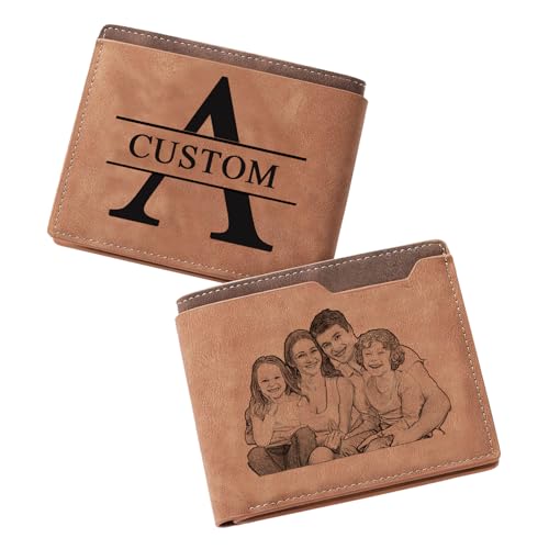WINSD Personalisierte Herren Geldbörse für Geschenke Männer,Portemonnaie Männer Beidseitig Brieftasche mit Foto Namen an Vatertag,Weihnachten (Stil 3) von WINSD