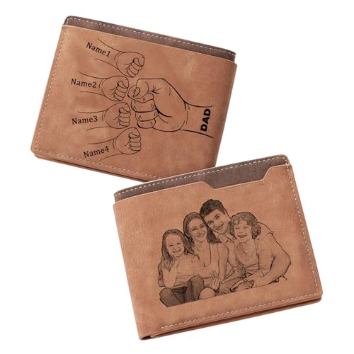 WINSD Personalisierte Herren Geldbörse für Geschenke Männer,Portemonnaie Männer Beidseitig Brieftasche mit Foto Namen an Vatertag,Weihnachten (Stil 4) von WINSD