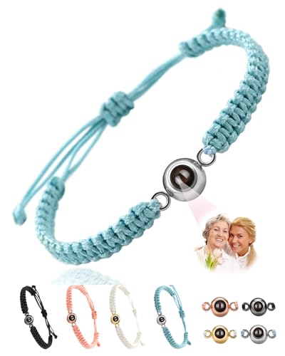 WINSD Personalisiertes Armband Muttertagsgeschenk Armband mit Bild Personalisierte Geschenke Partner Armbänder Fotogeschenke Personalisiert Mama Geschenk geburtstag (Blau) von WINSD