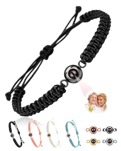 WINSD Personalisiertes Armband Muttertagsgeschenk Armband mit Bild Personalisierte Geschenke Partner Armbänder Fotogeschenke Personalisiert Mama Geschenk geburtstag (Schwarz) von WINSD