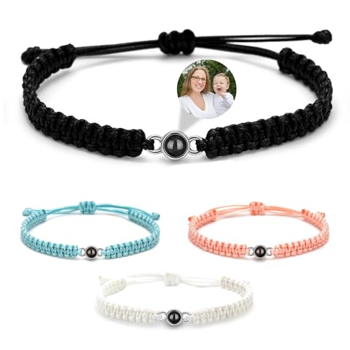 WINSD Personalisiertes Projektions Armband mit Foto, maßgeschneidertes mit Bild für mama, Projektion Foto im Stein, für die beste mama der weltlisiertes (Runden) von WINSD