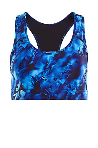 Winshape Damen Fitness Freizeit Bustier Functional SB101, Power of Flower Collection, All-Fit Style Sport-BH, Blue-Rainflowers, XXL von WINSHAPE