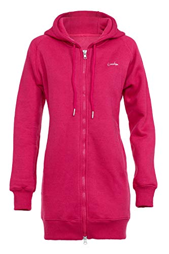 Winshape Damen Lange, kuschelige Hoodie-Jacke J006 mit 2-Wege-Zipper Kapuzenpullover, Deep-Pink, M von WINSHAPE