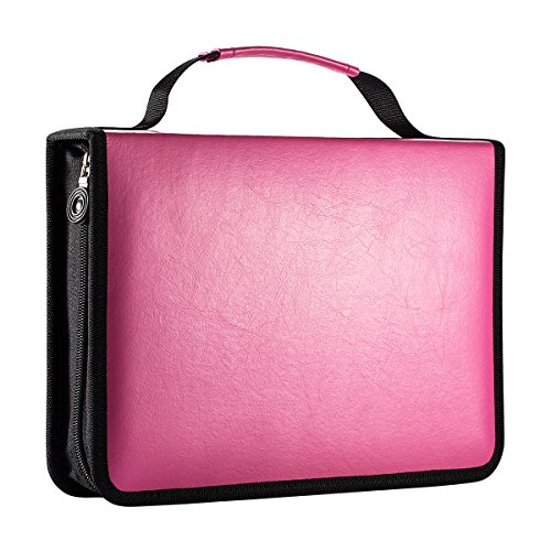 WINSHEA 120 Slots Federmappe Super große Kapazität Mehrlagige PU-Leder Studenten Stationäre Fall Farbige Bleistifte Halter Case Federtasche Federmäppchen (Rose Red) von WINSHEA