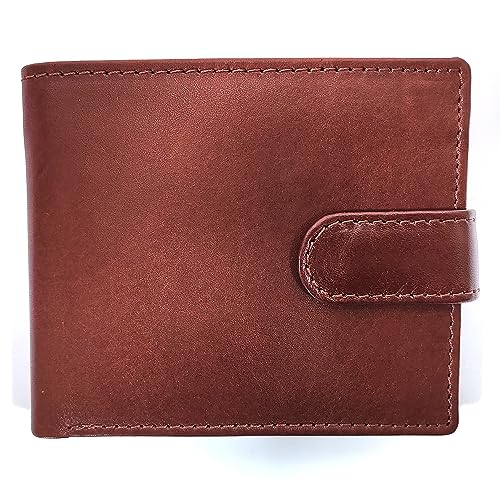 WINTTEN Bifold Wallets for Men Full Grain Brown leather with 11 Card Slots and 1 ID Windows Premium Security and Extra Cash Capacity Gift for Him, Kastanienbraun, Extra Kapazität Slimfold Wallet von WINTTEN