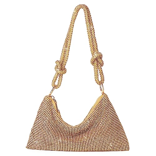 WIOLETA Tasche Mit Strasssteinen Clutch Gold Handtasche Gold Tasche Gold Mini Handtasche Damen Glitzer Tasche Abendtasche Gold Damen Glitzer Handtasche Glitzer Tasche Damen von WIOLETA