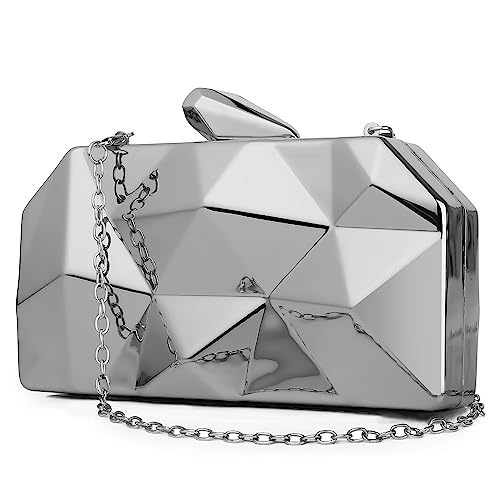 WIOLETA Umhängetasche damen clutch silber tasche silber damen handtasche silber festlich tasche silber klein klatsch tasche damen silber tasche damen elegant kleine umhängetasche damen von WIOLETA