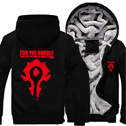 Herren Frühling Hoodies Jacken Warcraft World/Für die Horde Sweatshirt Full Zip Cardigan Pullover Kapuzenpullover Langarm Pullover Oberbekleidung,Black-Aldult 2XL von WIOSEN