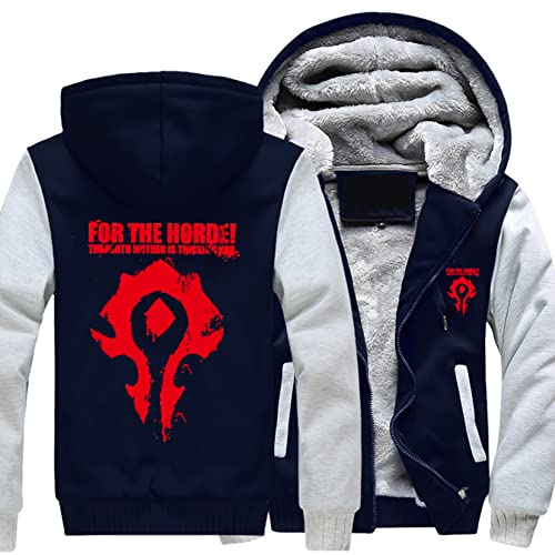 Herren Frühling Hoodies Jacken Warcraft World/Für die Horde Sweatshirt Full Zip Cardigan Pullover Kapuzenpullover Langarm Pullover Oberbekleidung,Blue-Aldult L von WIOSEN