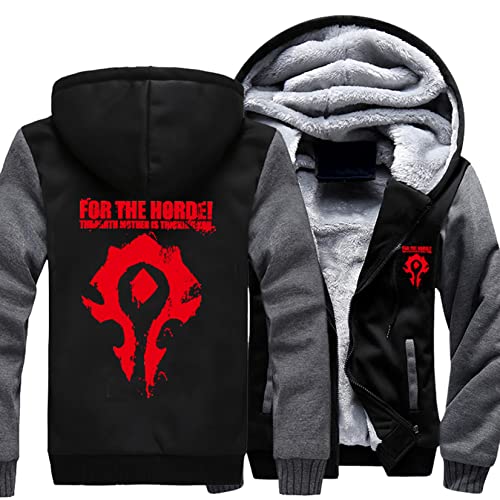 Herren Frühling Hoodies Jacken Warcraft World/Für die Horde Sweatshirt Full Zip Cardigan Pullover Kapuzenpullover Langarm Pullover Oberbekleidung,Grey-Aldult S von WIOSEN