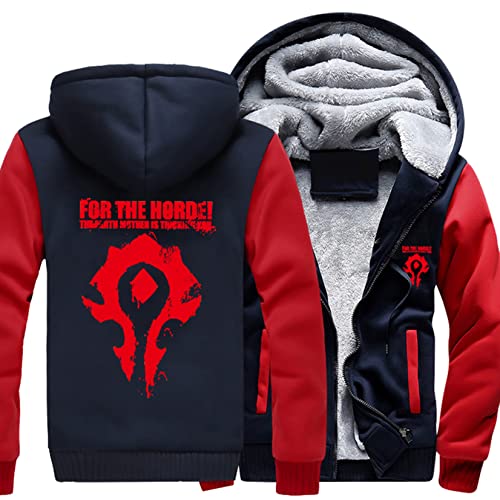 Herren Frühling Hoodies Jacken Warcraft World/Für die Horde Sweatshirt Full Zip Cardigan Pullover Kapuzenpullover Langarm Pullover Oberbekleidung,Red-Aldult 2XL von WIOSEN