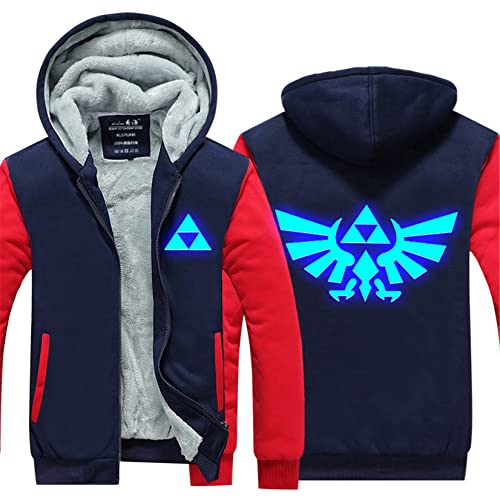 Herren Kapuzenjacken Zelda Legend Game Prints Sweatshirt Warmes Fleece Hoodies Flauschiges Futter Reißverschluss Up Pullover Mäntel Dicker Kapuzenpullover für Jugend Mann,A-Aldult 2XL von WIOSEN