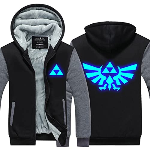 Herren Kapuzenjacken Zelda Legend Game Prints Sweatshirt Warmes Fleece Hoodies Flauschiges Futter Reißverschluss Up Pullover Mäntel Dicker Kapuzenpullover für Jugend Mann,D-Aldult M von WIOSEN