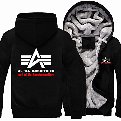 Herren Sherpa Gefütterte Jacken Warmes Fleece Hoodies ALP-HA Sweatshirt Winter Thermozipper Kapuzenmäntel Casual Langarm Pullover Cardigan Baseball Uniform,G-Aldult L von WIOSEN