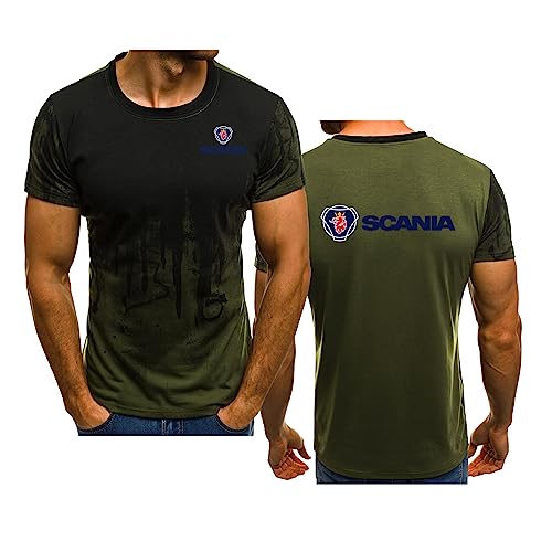 Herren-T-Shirts Sommer kurzärmelig für Scania Bedruckte T-Shirts Rundhalsausschnitt atmungsaktiv bequem Arbeitskleidung Teenager Sport halbe Ärmel modische Oberteile, Green-L von WIOSEN