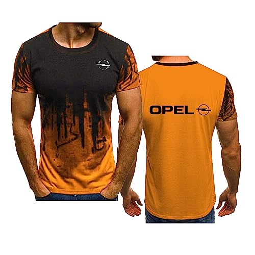 Sommer-T-Shirts für Herren für OPel Bedruckt Farbverlauf kurzärmelig Unisex Arbeitskleidung schnell trocknend leicht T-Shirts Teenager personalisierte modische Oberteile, Orange-3XL von WIOSEN