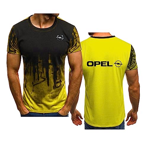 Sommer-T-Shirts für Herren für OPel Bedruckt Farbverlauf kurzärmelig Unisex Arbeitskleidung schnell trocknend leicht T-Shirts Teenager personalisierte modische Oberteile, Yellow-4XL von WIOSEN