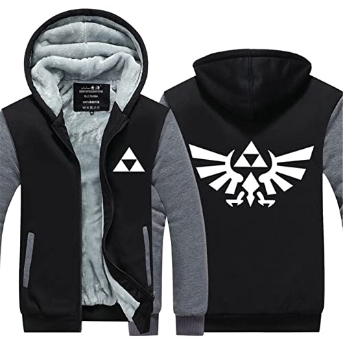 WIOSEN Erwachsene Fleece Hoodies Zelda Legend Spiel Kapuzenmantel Herren Wollreißverschluss Jacken Gepolstertes gefüttertes Sweatshirt Outdoor Workout Hoody Fashion Pullover,B-Aldult 5XL von WIOSEN