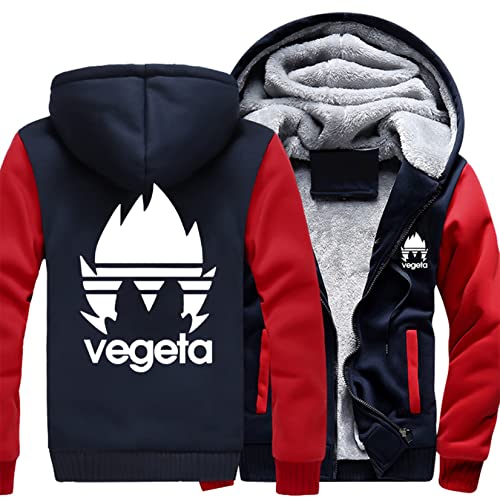 WIOSEN Herren Fleece Jacken Vegeta Prints Kapuzenmäntel Warm Flauschiges Futter Sweatshirt Tops Langarm Reißverschluss Pullover Freizeit Oberbekleidung,A-Aldult 2XL von WIOSEN