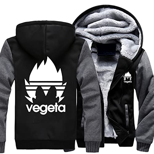 WIOSEN Herren Fleece Jacken Vegeta Prints Kapuzenmäntel Warm Flauschiges Futter Sweatshirt Tops Langarm Reißverschluss Pullover Freizeit Oberbekleidung,D-Aldult L von WIOSEN