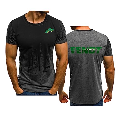 WIOSEN Herren-Sport T-Shirt für FENDT bedruckt kurzärmelig atmungsaktiv schnell trocknend T-Shirts Lauf Workout Tops Sommer lockere Arbeitskleidung weich lässig Farbverlauf halbe Ärmel, Grey-XL von WIOSEN