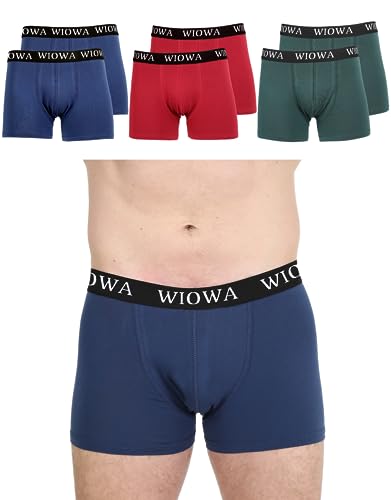 Herren Boxershorts 6er-Pack - Feuchtigkeitsableitendes Baumwollgewebe - Mit Offenem Bund - Atmungsaktiv und Weich (as3, Alpha, m, Regular, Regular, Burgund & Khaki Grün & Indigo) von WIOWA