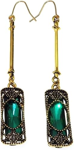 Baumelnde Ohrringe for Mädchen, Vintage-Bronze-Legierung, geometrische Statement-Geschenke, modische, übertriebene Ohrringe for Geburtstag(Color:Green) von WIPPWER