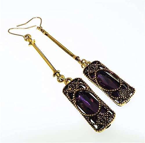 Baumelnde Ohrringe for Mädchen, Vintage-Bronze-Legierung, geometrische Statement-Geschenke, modische, übertriebene Ohrringe for Geburtstag(Color:Purple) von WIPPWER