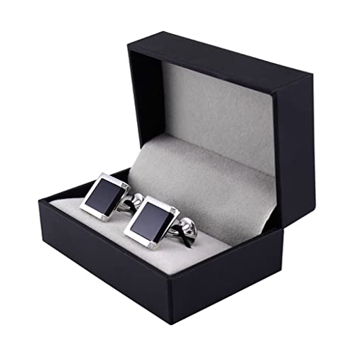 WIPPWER Black Stone Cufflinks for Mens Special Cuff Buttons Square Cuff Link Wedding Party Cufflink von WIPPWER