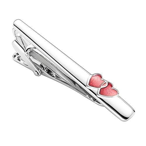 Boys Clip on Tie, Red Tie Clip on Rectangle Stainless Steel Mens Tie Bar Clip Unisex Tie Pins for Women Gifts for Women Tie Accessories von WIPPWER