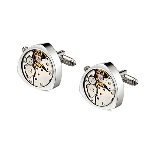 Cufflinks for Men Mens Vintage Watch Movement Cufflinks with Gift Box Business Wedding Party von WIPPWER