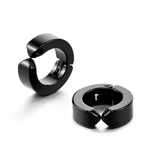 Fashion Jewelry Non-Piercing Earring Clip On Ear Stud Cuff Earrings Men Black High-end Earrings(Black) von WIPPWER