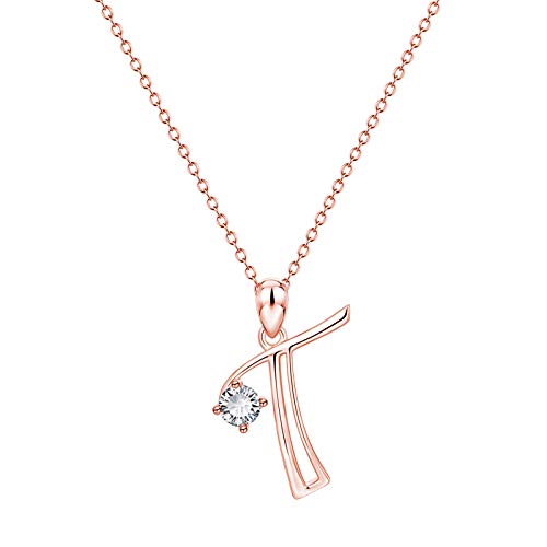 Initialen-Diamant-Halskette for Mädchen, mit Roségold gefüllte Halskette mit kubischem Zirkonia-Anhänger, Abschlussgeschenke, personalisierte Buchstaben-Initialen-Halsketten, Jubiläumsschmuck, Geschen von WIPPWER
