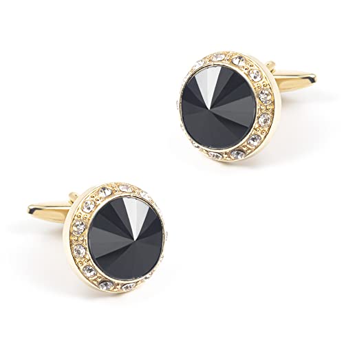 WIPPWER Jewelry Cufflinks Fashionable New Gold-Plated Diamond-Encrusted Cufflinks European and American Style Men's All-Match French Shirt Cufflinks von WIPPWER