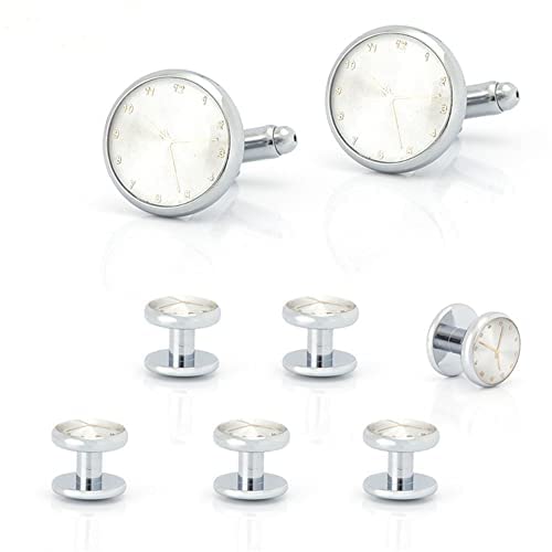 WIPPWER Jewelry Cufflinks High-end Silver Clock Men's Cufflinks Cufflinks Set Tuxedo Dress French Shirt Button Nails Cufflinks von WIPPWER