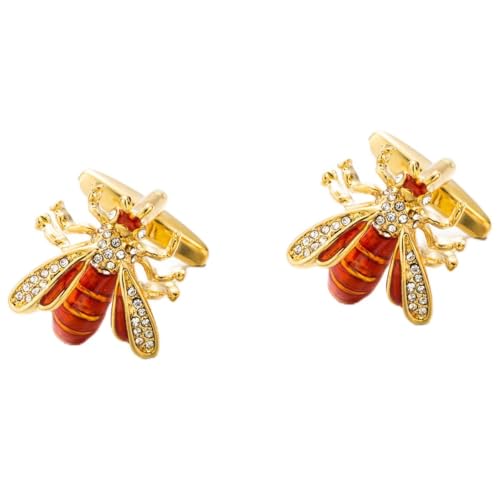 WIPPWER Jewelry Cufflinks Men's Cufflinks Wedding Cufflinks Business Gift Cufflinks Golden Bee Crystal Cufflinks Fashion Clothing Accessories Buttons von WIPPWER