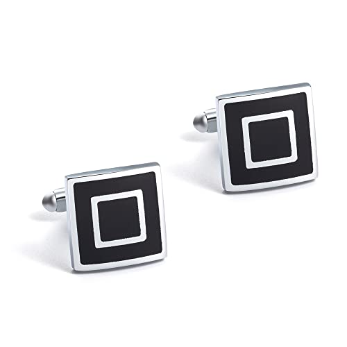 WIPPWER Jewelry Cufflinks Men's Shirt Cufflinks Black Square Back Enamel Metal Cufflinks for Men's French von WIPPWER