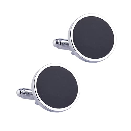 WIPPWER Jewelry Cufflinks Men's Shirt Cufflinks High Grade Black Round Plane Drip Enamel Metal Cufflinks French Cufflinks von WIPPWER