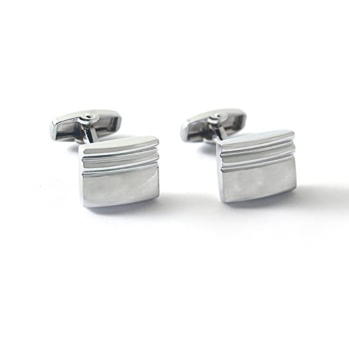 WIPPWER Jewelry Cufflinks Men's Shirt Cufflinks Silver Brushed Surface Modeling All Metal Cufflinks High Grade Men's French Cufflinks von WIPPWER