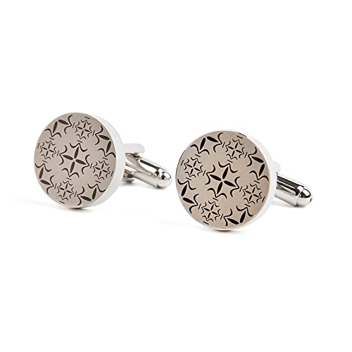 WIPPWER Jewelry Cufflinks Men's Shirt Cufflinks Silver Circular Pattern Cuff Nails von WIPPWER