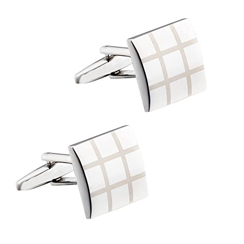 WIPPWER Jewelry Cufflinks Men's Shirt Cufflinks Square Well Grid Electroplated Smooth Cufflinks French Shirt Cufflinks von WIPPWER