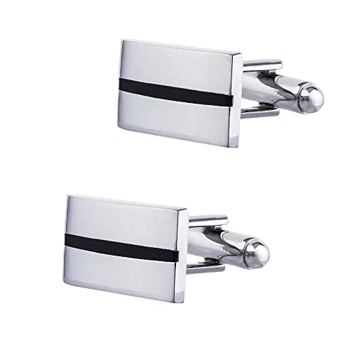 WIPPWER Jewelry Cufflinks Rectangular Black Enamel Spot Painted Cufflinks Men's French Shirt Cuff Button Cuff Studs von WIPPWER