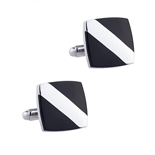 WIPPWER Jewelry Cufflinks Square Black Enamel Painted Cufflinks Men's Business French Shirt Cuff Buttons von WIPPWER