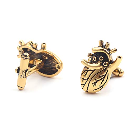 WIPPWER Men's Cuff Links Vintage Alloy Cufflinks Symbol of Life Two Tone Personality Heart Cufflinks von WIPPWER