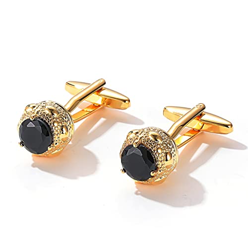 WIPPWER Men's Cufflinks Zircon Round Cufflinks Dress Shirt Cufflinks Button(D) von WIPPWER